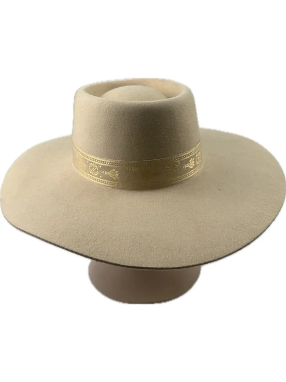 Lack of Color Womens Sierra Boater Hat Wool Wide Brimmed Beige Cowgirl M 7 1/8